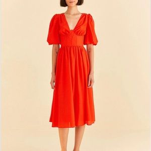 ✨FARM Rio✨ Red Short Sleeves Midi Dress - BRAND NEW WITH TAGS ❣️